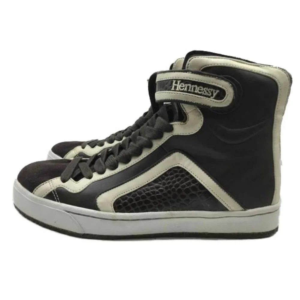 Limited Edition Hennessy x Jhung Yuro Sneakers Sz 10 Brown White Leather Hi Top - Picture 4 of 11